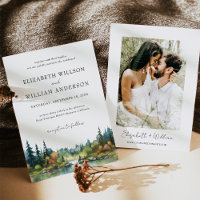 Watercolor Forest Evergreen Tree Wedding Foto