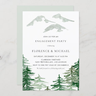 Watercolor Forest Winter Woodland Engagement Party Einladung