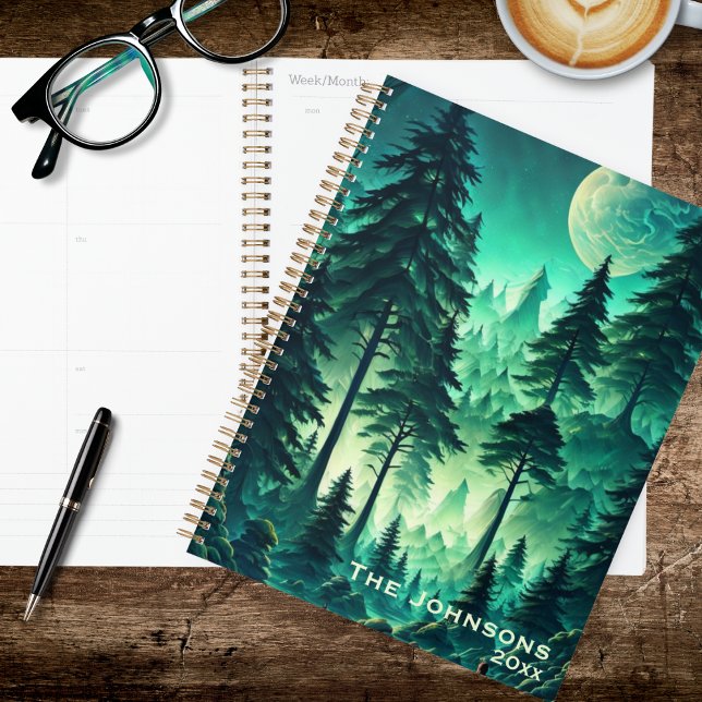 Watercolor Forest with Full Moon Planer (Von Creator hochgeladen)