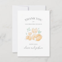 Watercolor Fox Babydusche Danke Karte