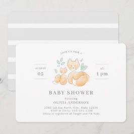 Watercolor Fox Babydusche Einladung