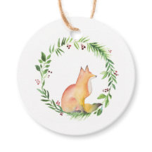 Watercolor Fox Christmas Favor Tags