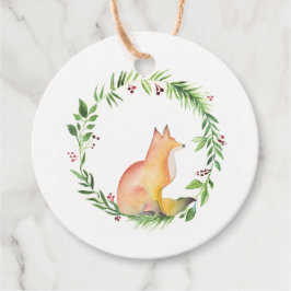 Watercolor Fox Christmas Favor Tags Geschenkanhänger
