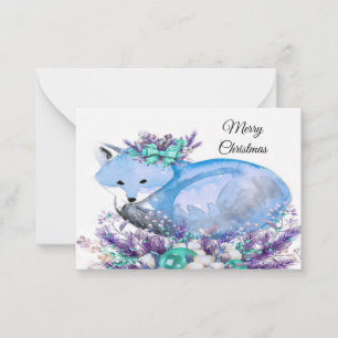 Watercolor Fox Weihnachtskarte Mitteilungskarte