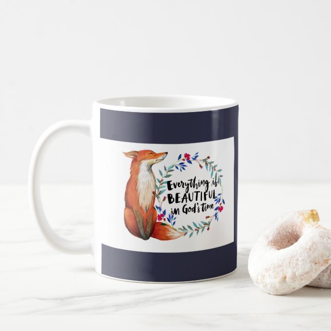 Watercolor Fox Wreath Gods Time Tasse (Mit Donut)
