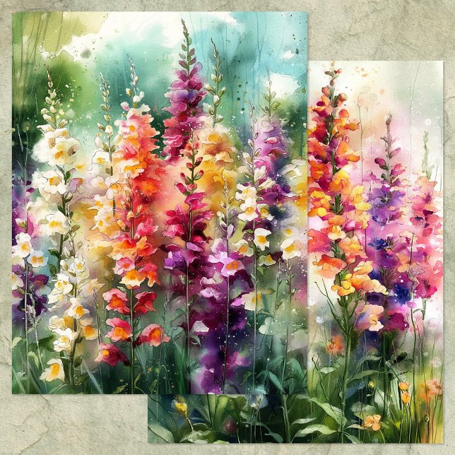 WATERCOLOR FOXGLOVE GARDEN SCRAPBOOK PAPER (WATERCOLOR FOXGLOVE GARDEN SCRAPBOOK PAPER)