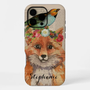Watercolor Foxy Floral Friends Personalisierter Na iPhone 16 Pro Max Hülle