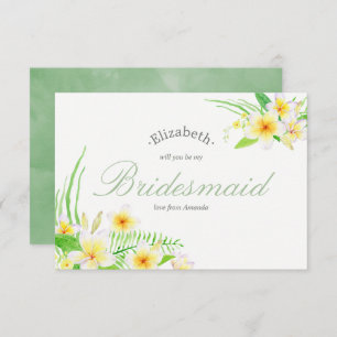 Watercolor Frangipani Wedding Be My Bridesmaid Einladung