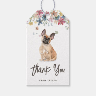 Watercolor French Bulldog Hund Geburtstag Danke Geschenkanhänger