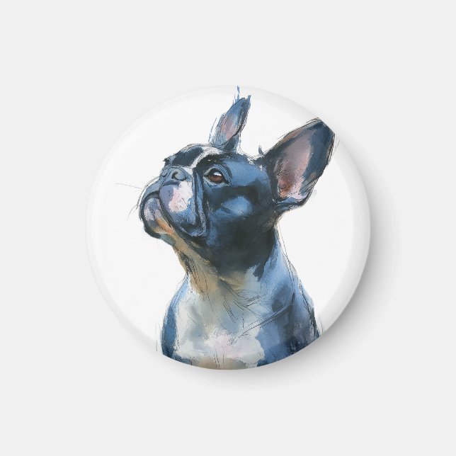 Watercolor French bulldog sitting Magnet (Vorne)