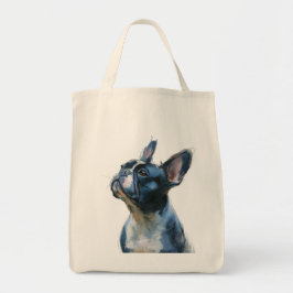 Watercolor French bulldog sitting Tragetasche