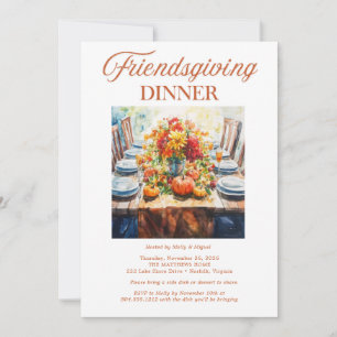 Watercolor Friendsgiving-Dinner Herbst-Potluck Einladung