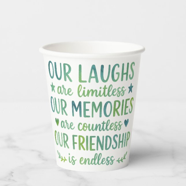 Watercolor Friendship Quote Pappbecher (Vorderseite)