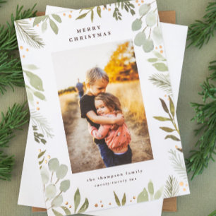 Watercolor Frohe Weihnachten Fotokarte Echtes Foli Folieneinladung