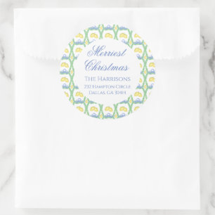 Watercolor Frohe Weihnachten Girlande Vintage Runder Aufkleber