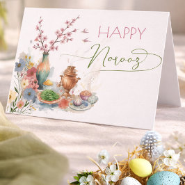 Watercolor Frohes Norooz Haft Sin Feiertagskarte