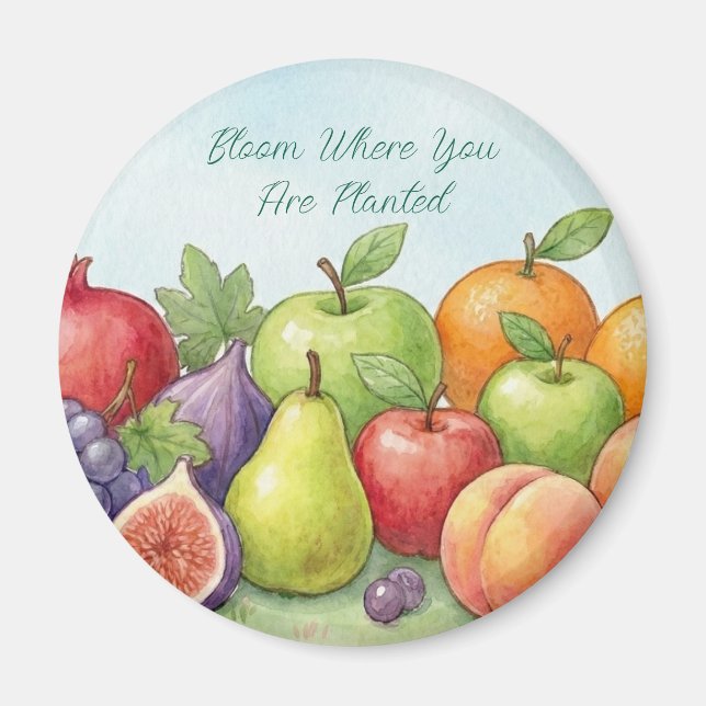 Watercolor Fruit Abundance, Tu Bishvat Background Magnet (Vorne)