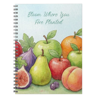 Watercolor Fruit Abundance, Tu Bishvat Background Notizblock