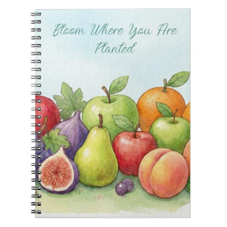 Watercolor Fruit Abundance, Tu Bishvat Background Notizblock