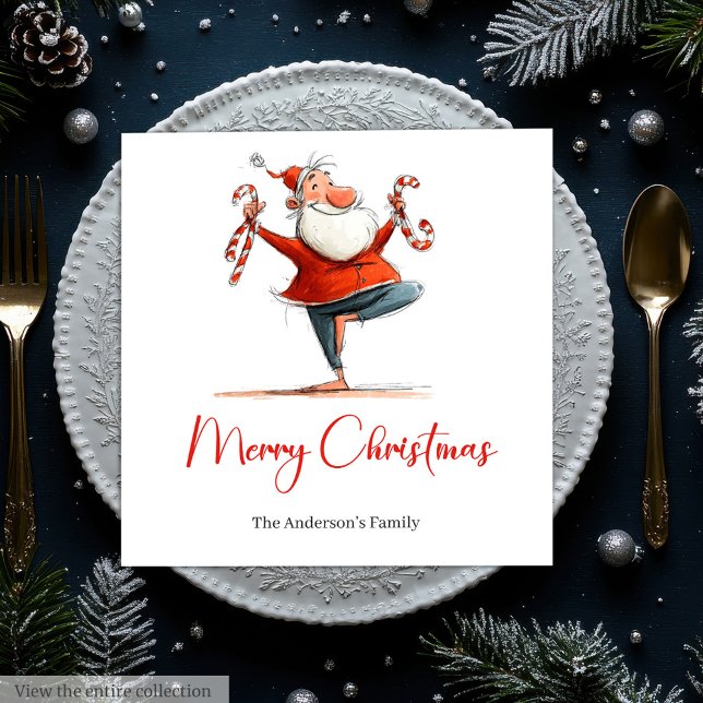 Watercolor Funny Santa Personalized Christmas  Serviette (Watercolor Funny Santa Personalized Christmas Napkins

)