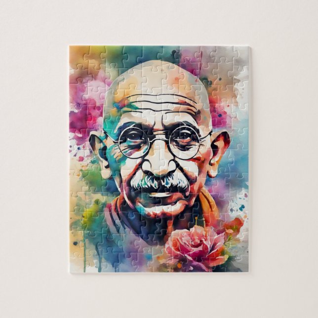 Watercolor Gandhi Puzzle (Vertikal)