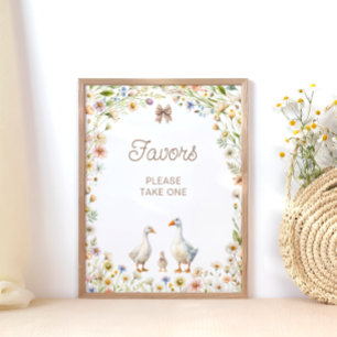 Watercolor-Gans-Wildblumen-Baby-Party-Geschenke Poster