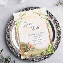 Watercolor Garden Arch Wedding Save the Date