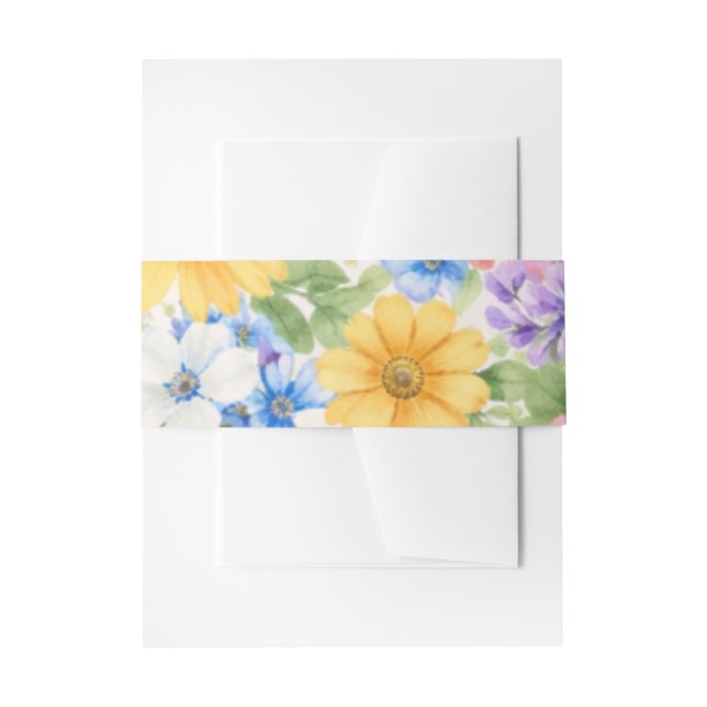 Watercolor Garden Flower Wedding Invitation Band (Vorderseite Beispiel)