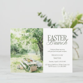 Watercolor Garden Picnic Easter Brunch Elegant Einladung