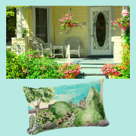 Watercolor Garden Scene Lendenkissen