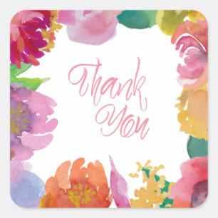 Watercolor Garden Wedding Danke Stickers