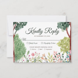 Watercolor Garden Wedding RSVP Card Karte