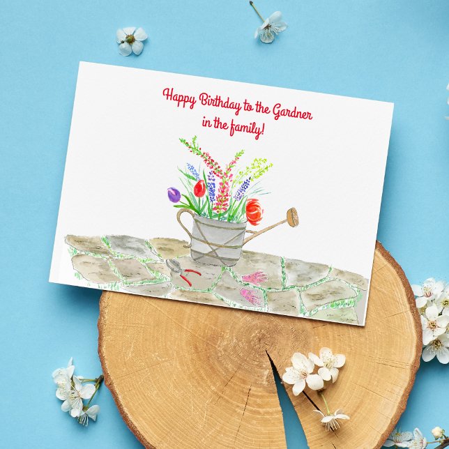 Watercolor Gardener Birthday Karte (Delight the green thumb in your life with this botanical birthday masterpiece!)