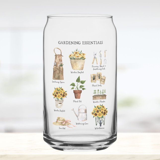 Watercolor Gardening Tools Sunflower Garden Dosenglas (In situ)