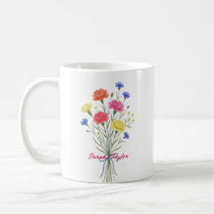 Watercolor-Geburtsblume Nelke Personalisierter Bec Kaffeetasse