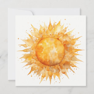 Watercolor Gelb Orange Sonnenschein Sommer Feiertagskarte