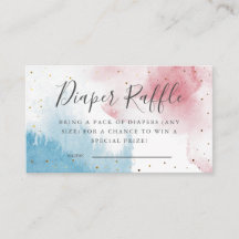 Watercolor Gender Reveal Diaper Raffle Ticket
