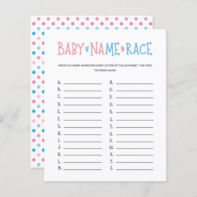 Watercolor Gender zeigt Baby Name Race Game (Vorne/Hinten)