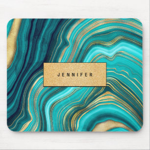 Watercolor Geode Green Agate Malachite Mousepad