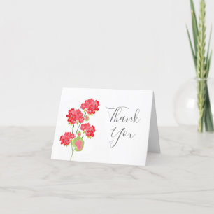 Watercolor Geraniumns Stems Dankeskarte