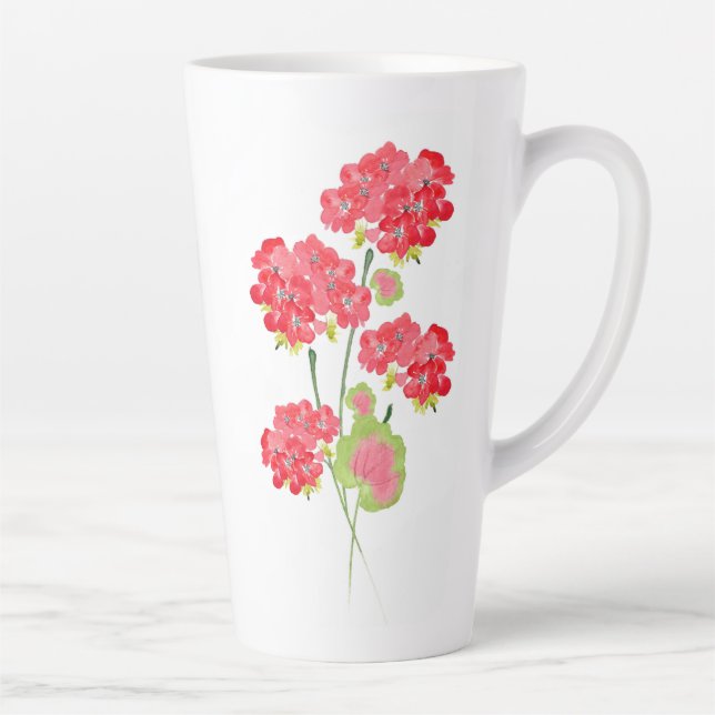 Watercolor Geraniums Stems Milchtasse (Rechts)