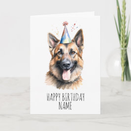 Watercolor German Shepherd Birthday Card Karte