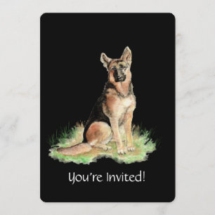 Watercolor German Shepherd Hund Geburtstagsparty Einladung