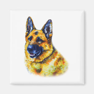 Watercolor German Shepherd Magnet