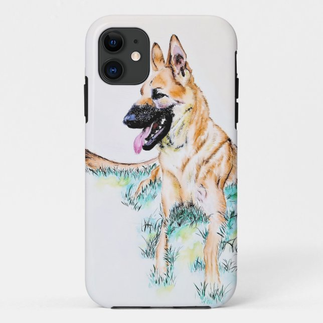 Watercolor German Shepherd Malinois Case-Mate iPhone Hülle (Rückseite)