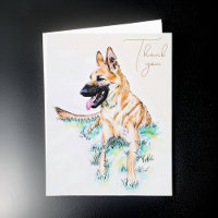 Watercolor German Shepherd Malinois Dog Portrait