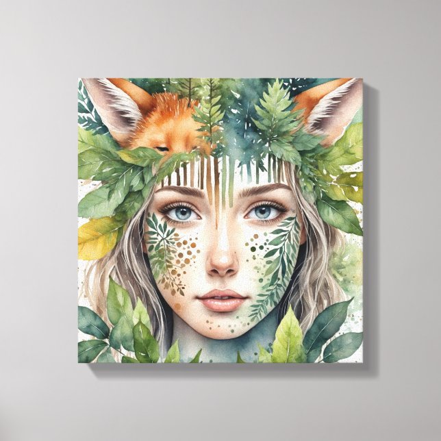 Watercolor-Gesichtsmalerei Leinwanddruck (Vorderseite)