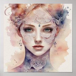 Watercolor-Gesichtsmalerei Poster