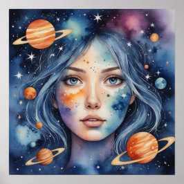 Watercolor-Gesichtsmalerei Poster