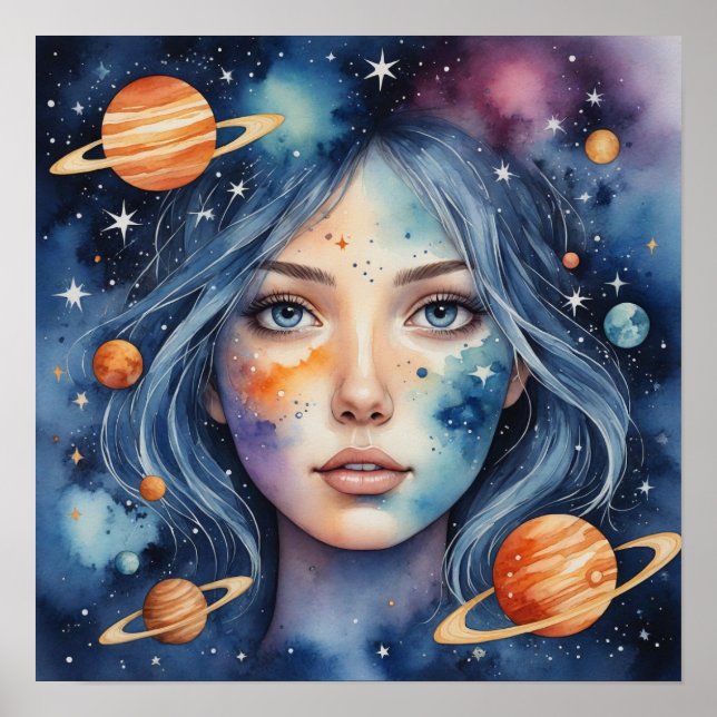 Watercolor-Gesichtsmalerei Poster (Vorne)